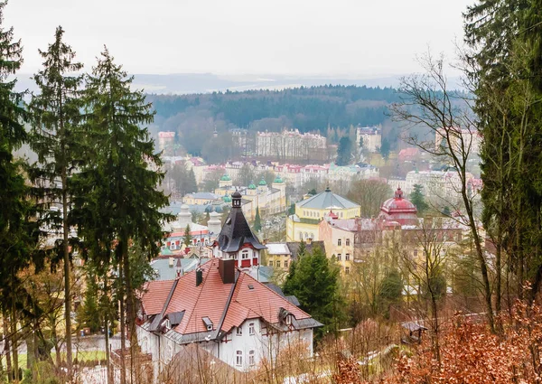 Kilátás Marianske Lazne Spa Marienbad Mescery Szempontból Cseh Köztársaság Karlovy — Stock Fotó