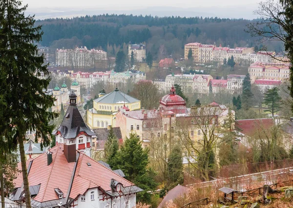 Kilátás Marianske Lazne Spa Marienbad Mescery Szempontból Cseh Köztársaság Karlovy — Stock Fotó