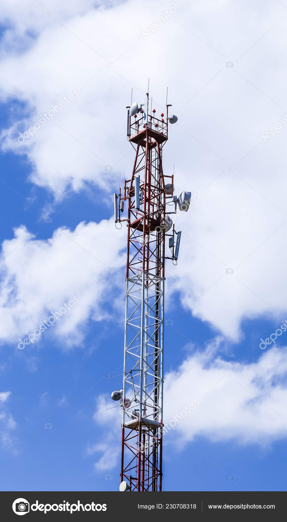 Communications Tower Complete Various Antennas Microwave Satellite