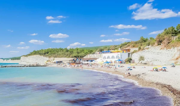 Russland Krasnodar Territorium August 2017 Menschen Die Sich Strand Des — Stockfoto