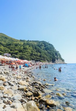 Rusya, Krasnodar Territory, köy Praskoveevka-27 Ağustos 2017: Praskoveevka köyünün yakınındaki Karadeniz kıyısı. Krasnodar bölgesi. Gelendzhik bölgesi. Rusya  