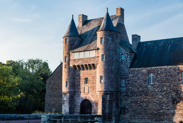 Turrets Drawbridge Xiv Century Chateau Trecesson Forest Paimpont — стоковое фото