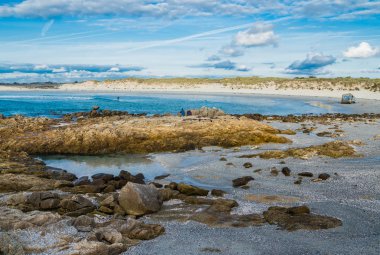 Lampaul-Ploudalmzeau, Brittany, France - September 19, 2017: Beach and Atlantic Ocean. Lampaul-Ploudalmezeau, Finistere, Brittany, France