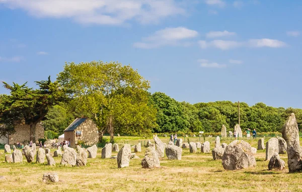 Carnac Francja Sierpnia 2018 Piękny Widok Stałe Wyrównanie Kamieni Menhirs — Zdjęcie stockowe