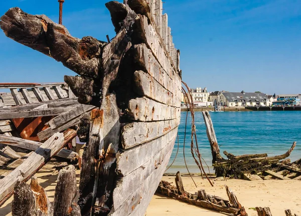 Hajó Maradványai Temető Bretagne Etel Folyón Magouer Cimetiere Bateaux Franciaország — Stock Fotó