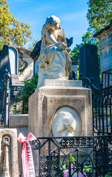 Hrobka Frederic Chopin Slavný Polský Skladatel Hřbitově Père Lachaise Paříži — Stock fotografie