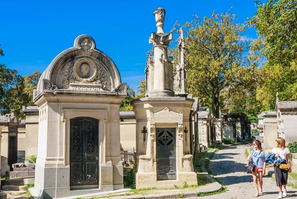 Pohled Pere Lachaise Nejslavnější Paříže Francii Hrobkami Velmi Slavných Lidí — Stock fotografie