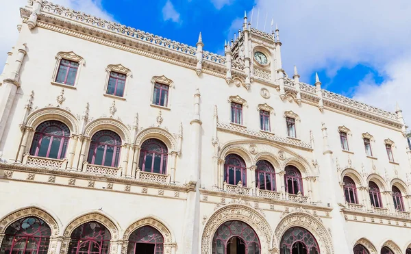 Rossio Tren İstasyonu girişi. 19. yüzyıl tren statiosu — Stok fotoğraf