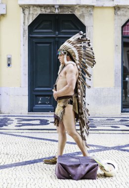 Da Rua Augusta'da sokak şovmeni, Lizbon, Portekiz