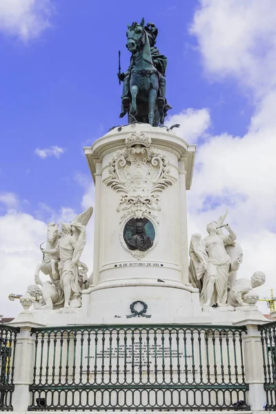 Statue of Joseph 1st, Trade Square, Baixa Pombalina. Lisbon, — Stock Photo, Image