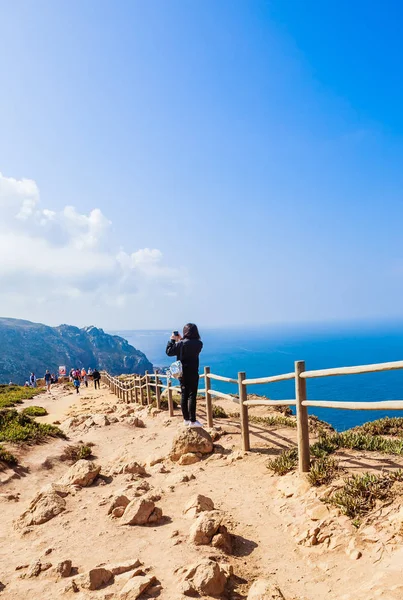 Alte hölzerne Geländer an der Cabo da Roca. portugal — Stockfoto