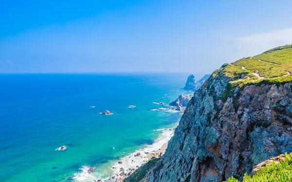 Cabo da Roca, Portugalia Widok na ocean Atlantycki, najbardziej na zachód po — Zdjęcie stockowe