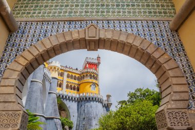 View of the Pena Palace in Sintra National Park, Portugal