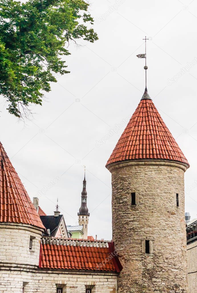 Fragment of Viru Gate in the old town of Tallinn, Estonia