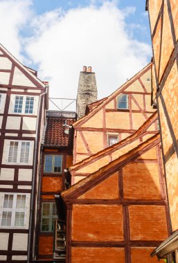 Danimarka, Kopenhag 'ın eski kısmında yarı ahşap bir ev.