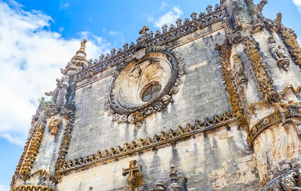 Los Pináculos Elaborados Sobre Fachada Occidental Iglesia Convento Cristo Tomar — Foto de Stock