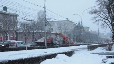 Stavropol, Rusya - Şubat 2018: Stavropol Merkez sokaklarda kış.