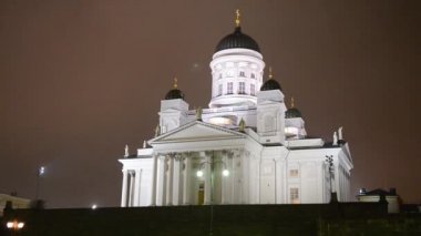 Helsinki Katedrali ve anıt alexander II akşam, Finlandiya