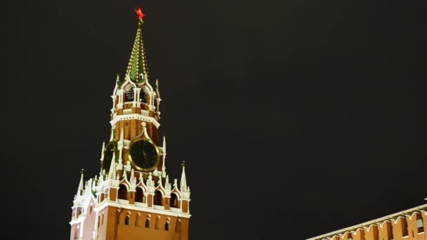 Russia, Moscow, Red Square, Kremlin, Heart of Russia, Chiming clock, Spasskaya Tower — Stock Video