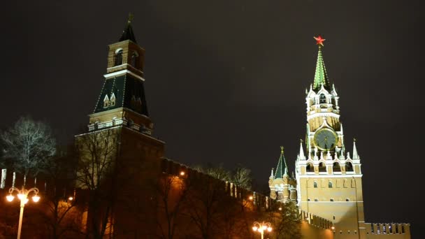 Rusland, Moskou, Rode plein, Kremlin, hart van Rusland, Chiming klok, Spasskaya Tower — Stockvideo