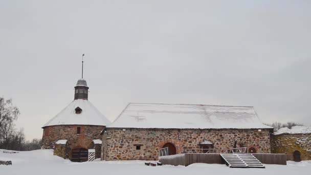 La fortaleza Korela invierno. Priozersk, Rusia — Vídeo de stock