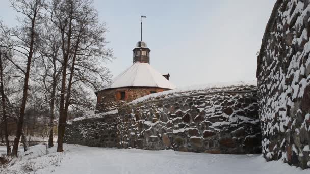 冬天，露堡垒。Priozersk，俄罗斯 — 图库视频影像