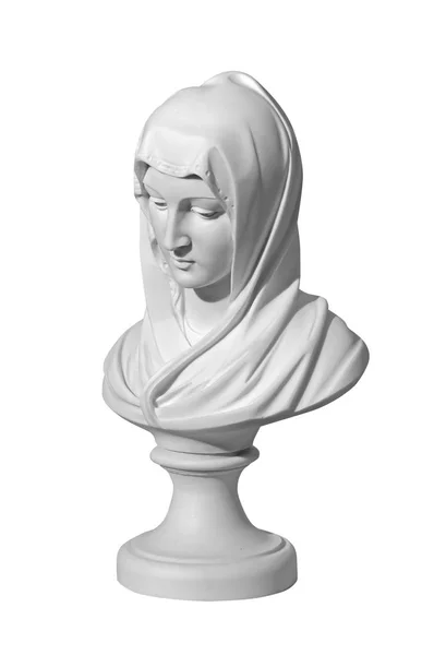 Статуя Религиозной Молодой Женщины Молящейся Изолированно Белом Фоне — стоковое фото