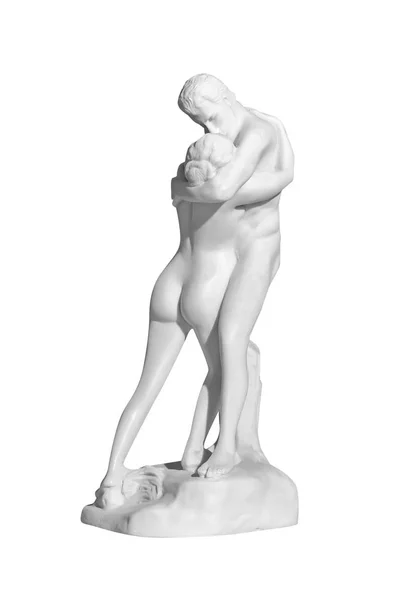 Klassische Marmorstatue Eines Paares Auf Weißem Hintergrund — Stockfoto