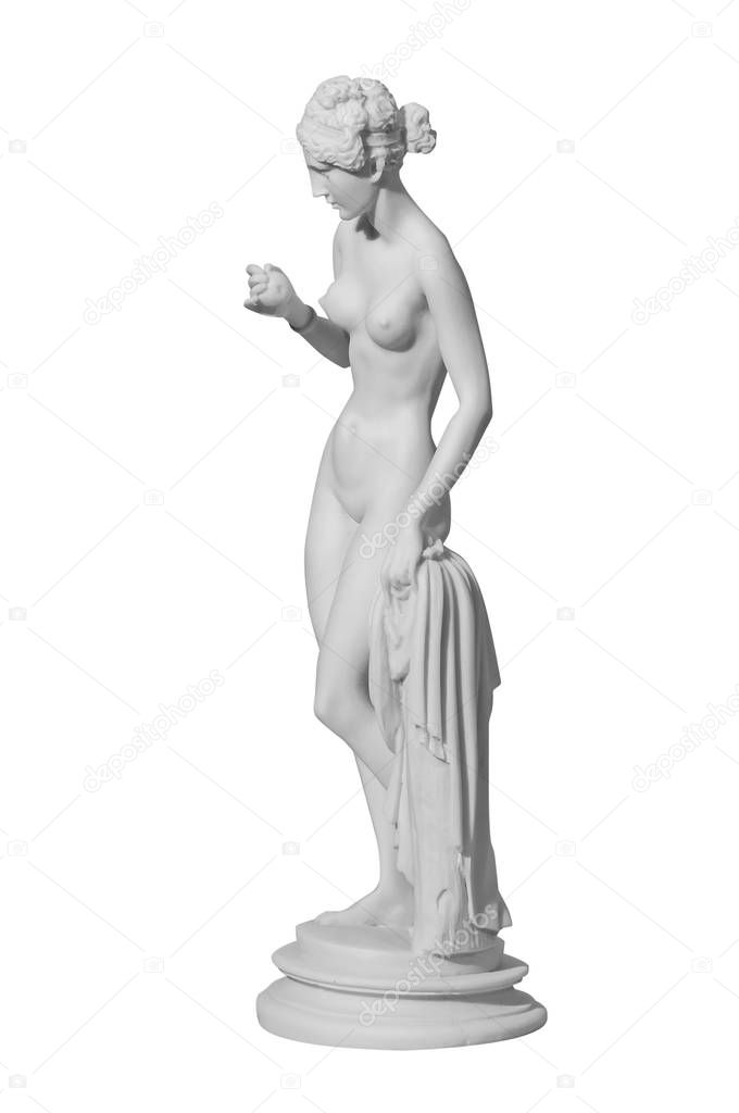 statue of a naked woman on a white background
