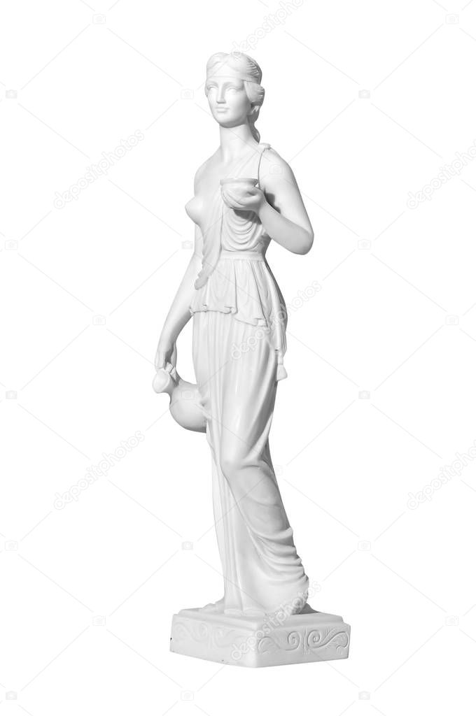 Classic white marble statue woman on a white background