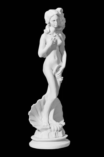 Statue Classique Marbre Blanc Une Femme Nue Sur Fond Noir — Photo