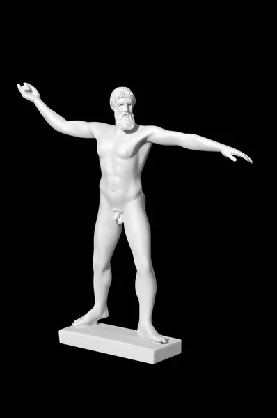 Classic marble statue of a man on a black background