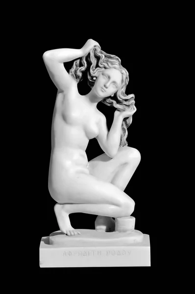 Klasyczny Biały Marmurowy Posąg Nagiej Kobiety Czarnym Tle — Zdjęcie stockowe