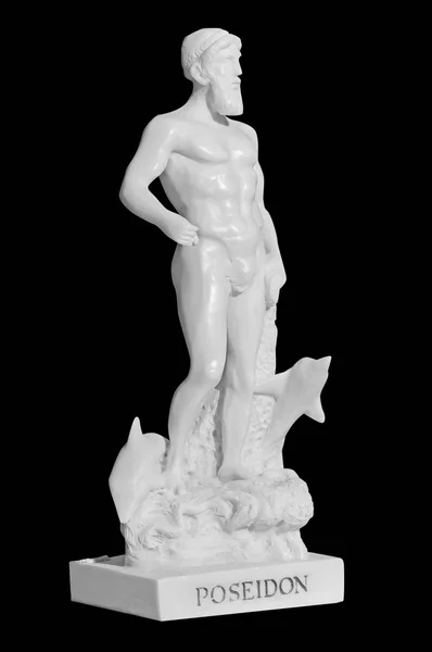 Estatua Clásica Mármol Blanco Dios Antiguo Aislado Sobre Fondo Negro —  Fotos de Stock