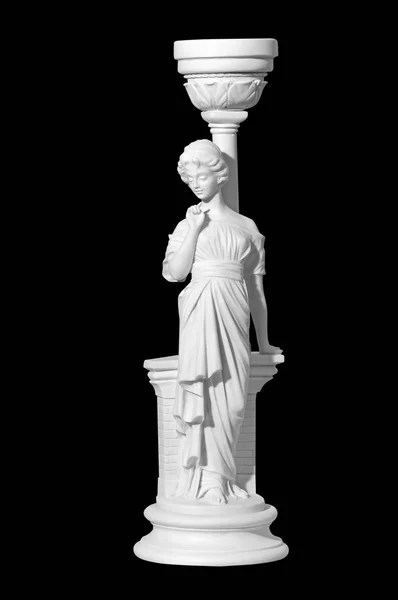 Statue Classique Marbre Blanc Femme Sur Fond Noir — Photo