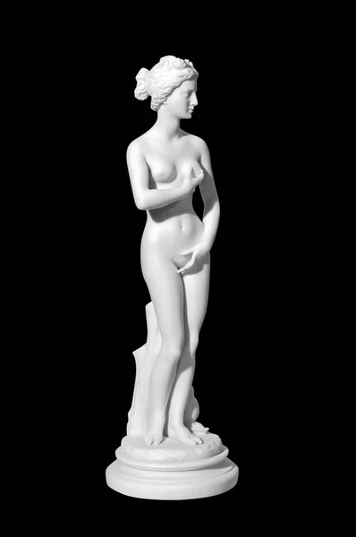 Statue Classique Marbre Blanc Une Femme Nue Sur Fond Noir — Photo