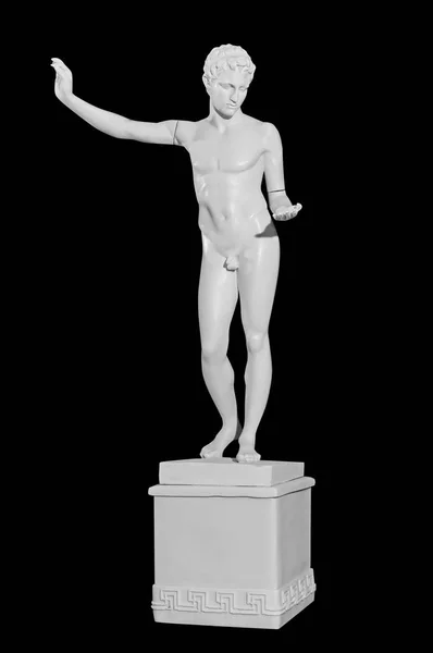 Класична Мармурова Статуя Чоловіка Чорному Тлі — стокове фото
