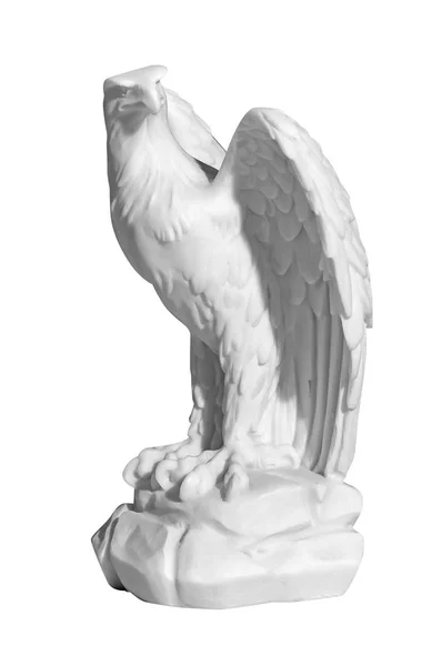 白色背景鹰的大理石雕像 — 图库照片