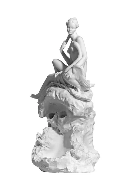 在白色背景上一个裸体女人的雕像 — 图库照片