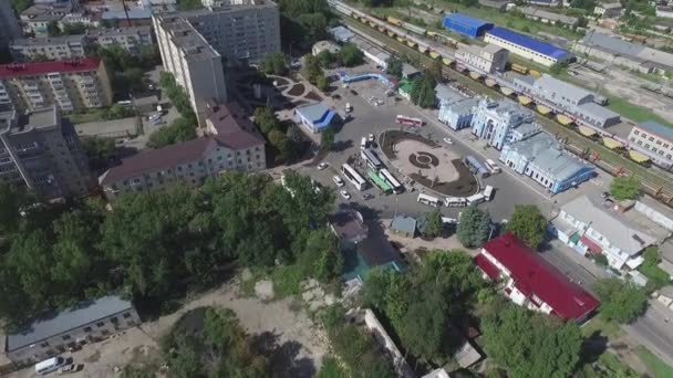 Havadan Görünümü Şehir Merkezi Tren Stasyonu Stavropol Rusya — Stok video