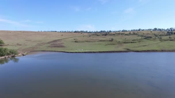 En flygning över en vacker sjö. Ryssland. — Stockvideo