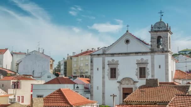 Cathedral in Odivelas, Portugal. Beautiful day view. District of Lisbon. — Stock Video