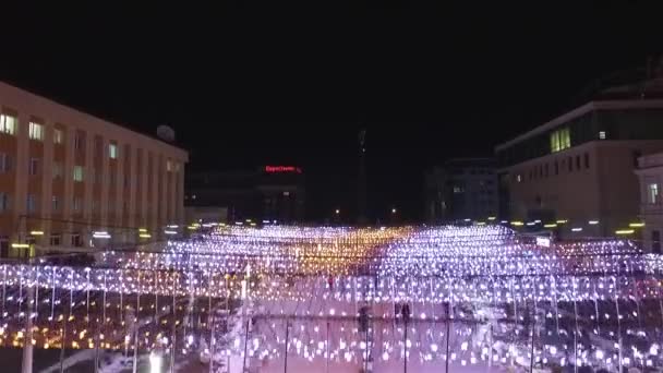 Noite de rua central de Stavropol no inverno . — Vídeo de Stock