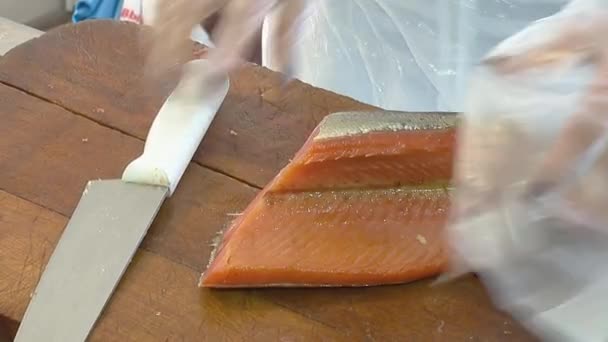 Variety of sea fishes on the counter in a fish shop. — Stock Footage Variety of sea fishes on the counter in a fish shop. Royalty Free Stock Video