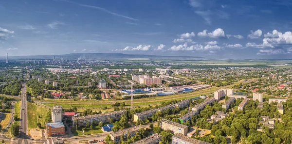 Centrum miasta Nevinnomyssk. Rosja, region Stawropol. Widok z wysokości. — Zdjęcie stockowe