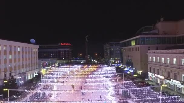 Stavropol central street evening in winter. — Stock Video