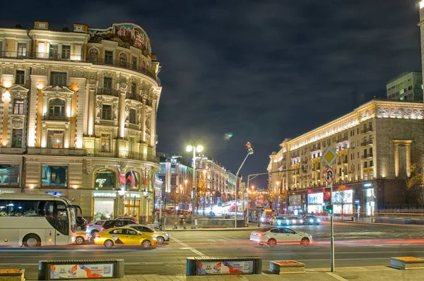 Centrum Stolicy Rosji Moskwa Stare Przedrewolucyjne Królewskie Domy Ciemne Światła — Zdjęcie stockowe