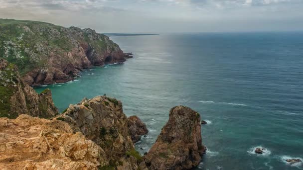 Cabo da Roca "Cape Roca" stanowi najbardziej wysunięty na zachód kontynent Europy kontynentalnej. Portugalia — Wideo stockowe