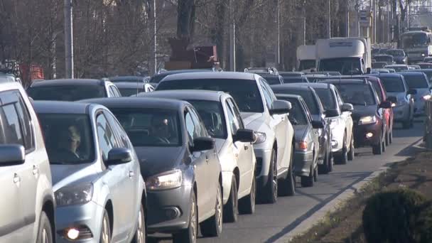 Stadsgatan med bilar. Ryssland, Stavropol. — Stockvideo