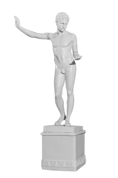 Klassisk Marmor Staty Man Vit Bakgrund — Stockfoto